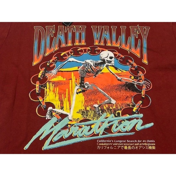 Death Valley Marathon Tour Shirt Short Sleeve 100% Cotton Red T-Shirt - Size M - Picture 1 of 11